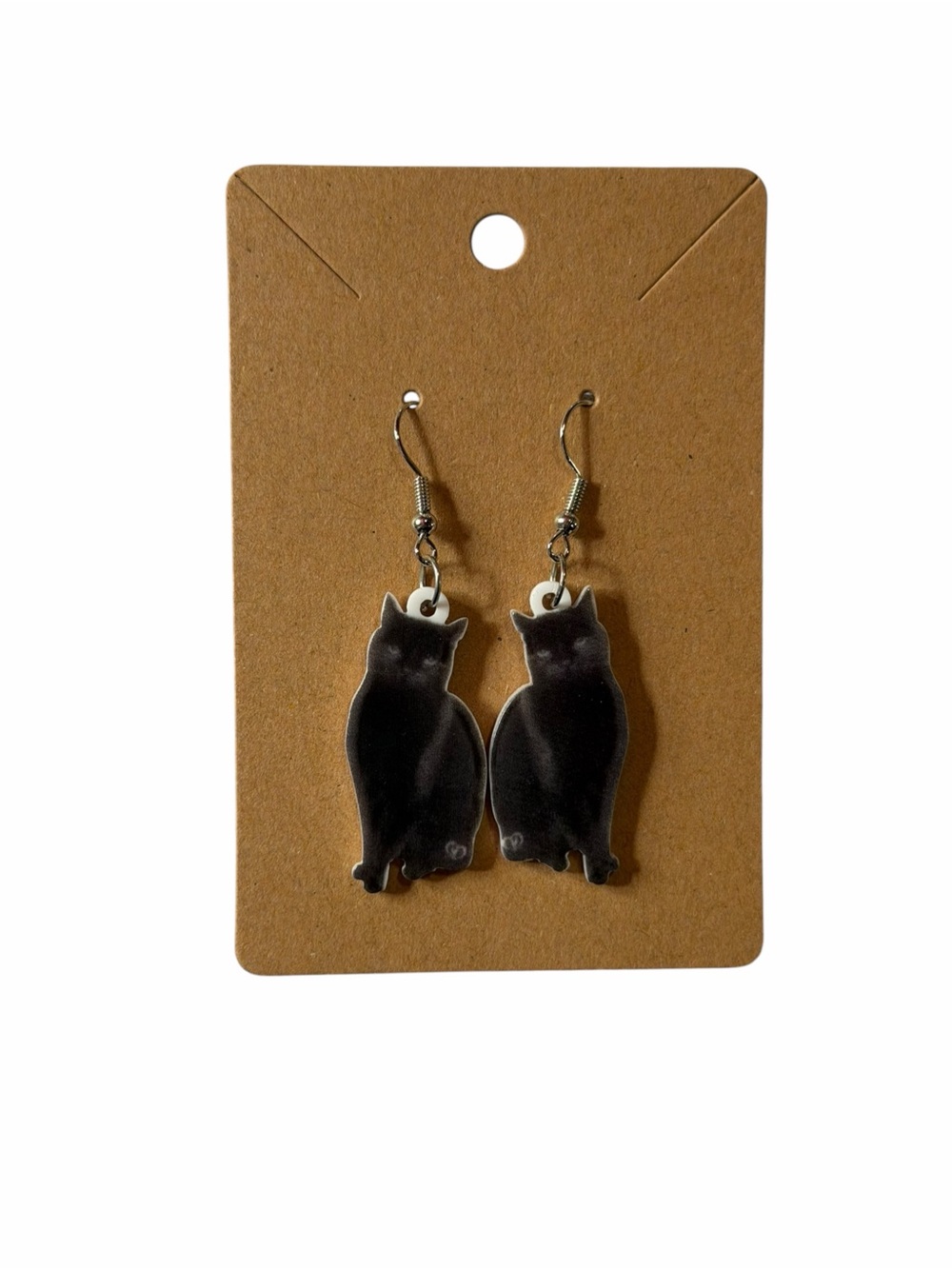 Black Cat Dangle Earrings - Cute Cat Silhouette Jewelry